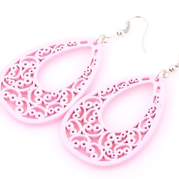 Jewelry - Pink Wooden Earrings